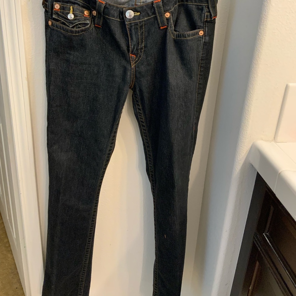 True Religion Women's Boot Cut Jeans - Black with Orange Stitching